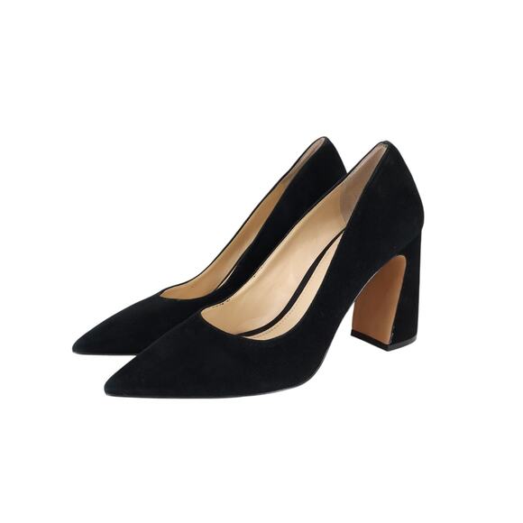 Vince Camuto Shoes - Vince Camuto Black Suede Angular Block Heel Pointed Toe Heel Size 8